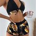 Women's Clothing Women's Solid Color Block Swimsuit Print Bikini Set Color Leaf Fashion Two Piece Women's Clothing_ecoleips.com