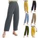 Suitable For All Seasons 2025 Women's New Plus Size Loose Simple Pocket Cotton Linen Casual Long Pants_ecoleips.com