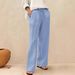 Women's Clothing Women's Comfortable Linen Straight Leg Pants Spring Elastic Waist Artistic Style Solid Color Versatile Casual Bottoms_ecoleips.com