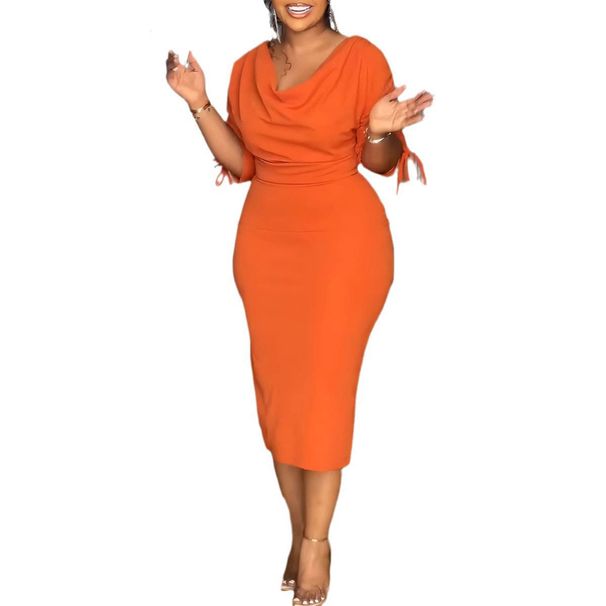 Women's Clothing Pleated Hip Hugging Waist Hugging Elastic Dress With Back Slits_ecoleips.com