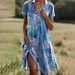 Women's Clothing Summer New Women's Round Neck Short Sleeved Long Skirt Bohemian Printed Dress Female_ecoleips.com