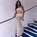 European And American Style Mesh Patchwork 2025 Summer New Women's Sexy Off-Shoulder Strapless Long Dress Wholesale_ecoleips.com