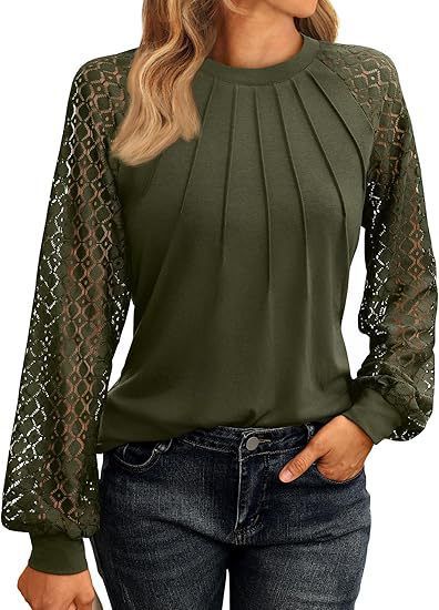 Women's Long Sleeved Shirt Autumn Casual Knitted Top Lace American Style Fashion For Ladies_ecoleips.com