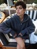 Vintage Grey Zip-Up Knit Cardigan Women’s Oversized Sweater Coat, Retro Chunky Cable Knit, Fall & Winter Layering Essential,Cozy Casual Outerwear_ecoleips.com