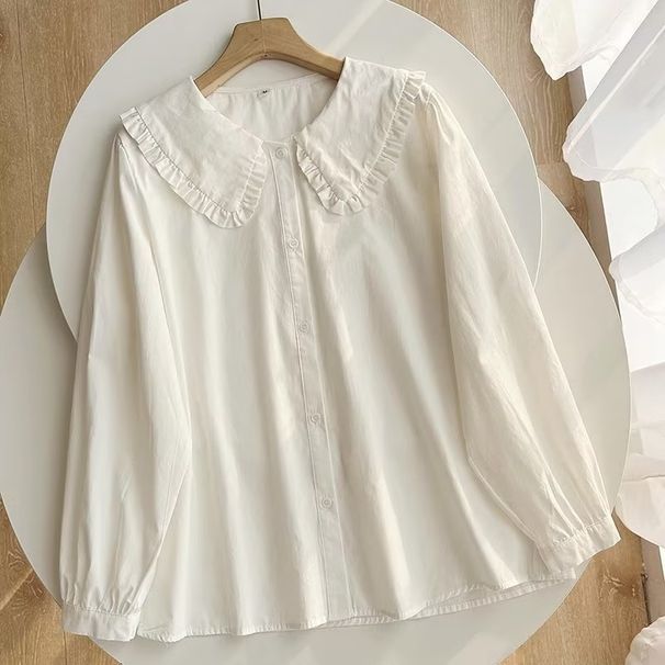 Korean-style New College-style Large-collar Solid Color Cardigan For Women Wholesale, Long-sleeve Shirt Wholesale_ecoleips.com
