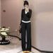 Hooded Sports Suit For Women, Autumn New Loose Slimming Half-Zip Casual Long Sleeve Simple Two-Piece Set_ecoleips.com