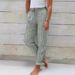 Women's Casual Striped Solid Color Cotton Linen Loose Long Pants Home Pants_ecoleips.com