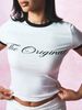 Summer Short Sleeve T-Shirt Women Sexy Hot Girl Y2K Slim Fit round Neck Printed Letter Pattern European And American Cross Border Top_ecoleips.com
