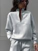 Women's Fleece Lined Zip up Sweatshirt Loose Fit Turn down Collar European American Style Autumn Winter Clothing for Ladies_ecoleips.com