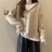 European American Style Women's Hooded Sweatshirt, Spring And Autumn Thin Large Size Loose Slimming Design With Spliced_ecoleips.com