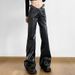 Aria Basics Dark-style Buckle Waist Hollow-out PU Casual For Women, 2025 Autumn European And American Low-waist Straight-leg Leather_ecoleips.com