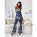 2025 European And American Cross-Border Trade Russian New Fashion Printed Strap Tube Top Positioning Floral Pants_ecoleips.com