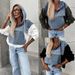 Women's Clothing Fashion Loose Casual Washed Denim Splicing Hooded Women's Sweatshirt_ecoleips.com