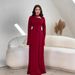 Women’s Clothing Spring And Autumn New Solid Color Long Sleeved Slim Temperament Dress_ecoleips.com