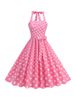 Women's Vintage High-Waist Polka Dot Party Dress Summer 50s Style Robe Beachwear Large Size Female Clothing With Belt_ecoleips.com