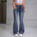 2025 Women's Wide-Waisted Slim-Fit Washed Denim Double-Breasted Stretch European And American Style Distressed Flared_ecoleips.com