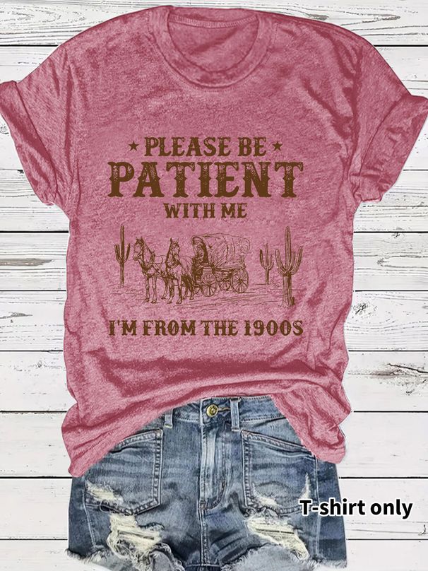 European And American T-Shirt Summer Women's Western Cowboy Retro Pattern Round Neck Short Sleeve Casual Fashion Export_ecoleips.com