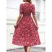 Real Shot In-stock Foreign Trade Cross-border 1688 Alibaba Floral Print Puff Sleeve European And American_ecoleips.com