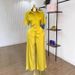 Elegant Women's Two Piece Set Summer Style Collared Short Sleeve Backless Slim Fit Shirt & High Waisted Straight Leg Pants_ecoleips.com