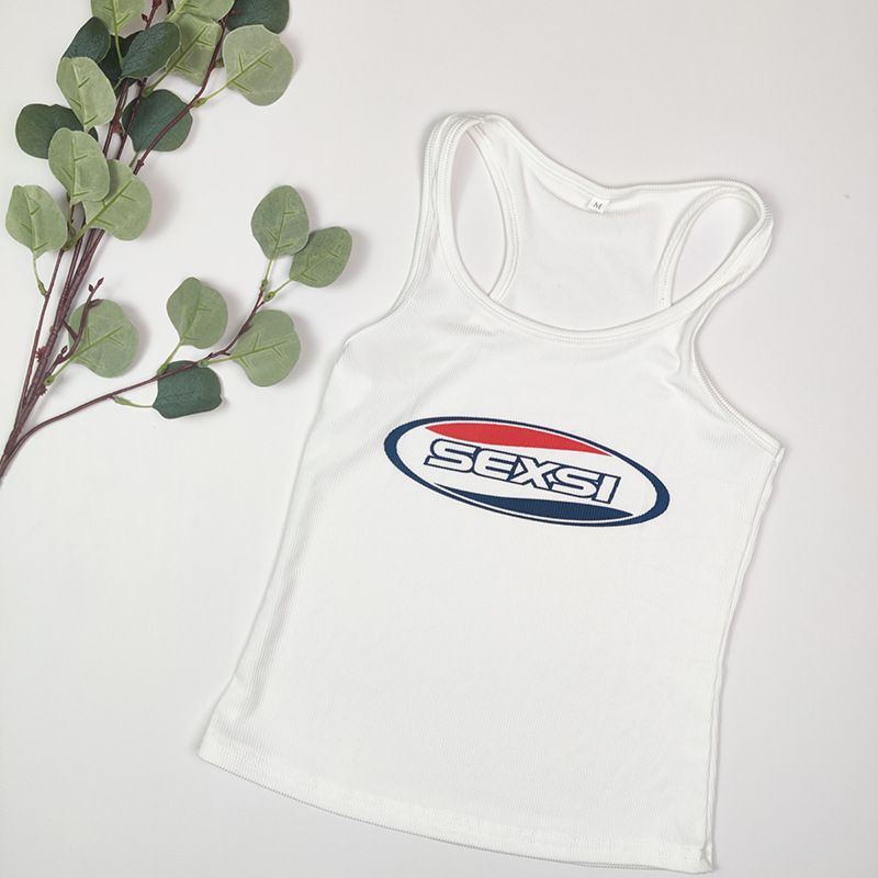Women's Slim Fit Solid Color Vest Y2K American Style 2025 Summer European Tank Top for Casual Occasions_ecoleips.com