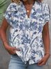 plus Size Women's Floral Button down Shirt Short Sleeve V Neck Casual Comfort Independent Website Exclusive 2025_ecoleips.com