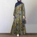 In Stock Cross-Border Muslim Middle Eastern Patchwork Robe Plus Size Women's Cotton Simple Sleeve Floral Long Dress_ecoleips.com