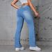 European And American Foreign Trade Cross-border Women's Jeans, Blue Washed Classic Stretch Slim Straight Denim Pants_ecoleips.com