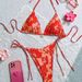 New 2025 Women's Floral Print Bikini Tie Neck Sexy European American Fresh Cute Two Piece Swimsuit_ecoleips.com