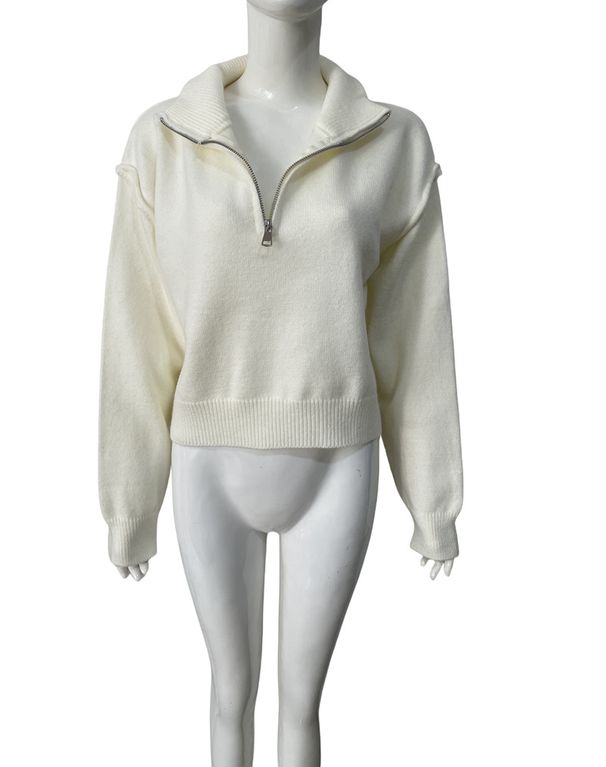 Women’s Half-Zip Knit Sweater – Oversized Pullover With Stand Collar (S-XL, 6 Colors)_ecoleips.com
