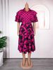 Women's Clothing A Line Skirts Africa Plus Size Floral Print Shirt Dress – A-Line Midi Dress With Collar (Orange/Fuchsia/Green/Black)_ecoleips.com