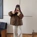 girl Girl Workwear Style Thickened Cotton Jacket 2025 Artistic Retro Simple Stand Collar Loose Casual Lamb Wool Inner Parka For_ecoleips.com