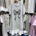 Women's Casual Fashionable Versatile Long Dress Bow And Pearl Embellishment Loose Fitting Slimming Short Sleeved Summer Style_ecoleips.com