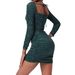 European And American Sexy Mesh Sequin Long Sleeve Cross-Border Hot Sale High-End Transparent Nightclub Black_ecoleips.com