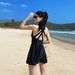 Women's Swimsuit Halter Neck Bikini New Sexy And Fashionable Black Swimsuit SlimmingOne-piece Swimsuit_ecoleips.com
