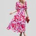 Women's Clothing Spring And Summer Hot Style V Neck Printed Waist Dress Fashion_ecoleips.com