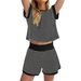 Casual Summer Striped T-Shirt & Shorts Set For Women - Breathable Polyester & Spandex Blend, Comfortable & Stylish Outfit_ecoleips.com