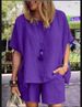 Women's Clothing Spring And Summer New Suits Fashionable Temperament Loose Short Sleeved Shorts Cotton And Linen Two Piece Suit_ecoleips.com