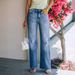 Independent Website Foreign Trade Light-colored Simple Women's Jeans Cross-border Washed High-waisted Wide-leg_ecoleips.com