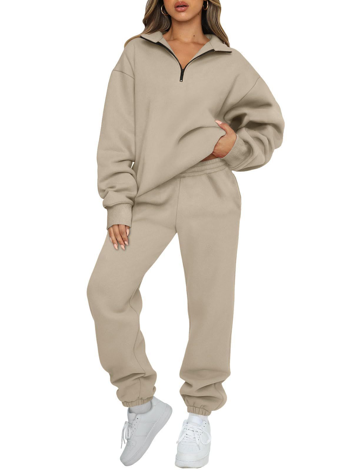 Minimalist Solid Color Hoodie & Jogger Set For Women – Polyester Lounge Wear | Streetwear Essentials | S-XXL |_ecoleips.com