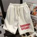 Women's Clothing Summer New Simple Drawstring Sports Shorts Trendy Street Loose Letter Casual Sweatpants Shorts For Women_ecoleips.com