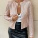 Long Sleeve Round Neck Bling Blouse – Slim Fit Metallic Thread Knit Cardigan (Black/Red/Rose Gold/Silver/Champagne)_ecoleips.com