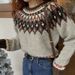 girl 2024 Autumn Winter New Vintage Jacquard Knit Women Loose Casual Top Fashion Long Sleeve Color Block Sweater Christmas_ecoleips.com