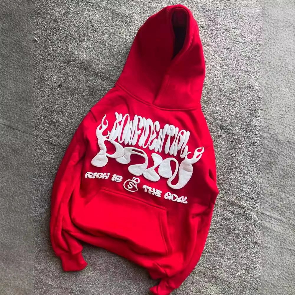 Unisex Korean Style Hooded Sweatshirt Trendy Street Style Punk Casual Comfortable 3D Print Letter Top for Women_ecoleips.com