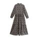 Women's Dress With Fashionable Long Sleeves, Turned-Up Collar, Printed Shirt-Style Dress_ecoleips.com