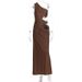 Women Premium Textured Dress Elegant High End Asymmetric Neckline Sleeveless Ruched Detail Party Casual Dress For Women Fashion Outfit_ecoleips.com