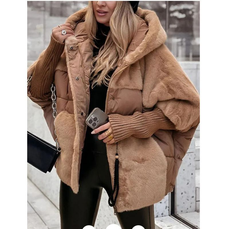 Oversized Quilted Jacket For Women – Lightweight Long Coat With Color Block Design (Black/ Beige/ Grey/ Dark Khaki, Sizes S-Xxxl)_ecoleips.com