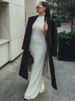 Mozision Half High Collar Sleeveless Knit Maxi Dress For Women Fashion Solid Bodycon Sexy Pleated Long Knitted Sweater Dress_ecoleips.com