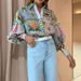 Women's Clothing Women's Printed Button Down Shirt Casual Commuter Style Top For Formal & Casual For Women_ecoleips.com