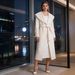 Elegant Women's Wool Coat With Belt, Notched Lapel & Long Sleeves – Classic Fall & Winter Trench Coat For Stylish Outfits_ecoleips.com