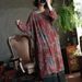 Women Casual Cotton Dress New Arrival 2025 Spring Vintage Style O-neck Floral Print Loose Comfortable Female Long Dresses M1080_ecoleips.com